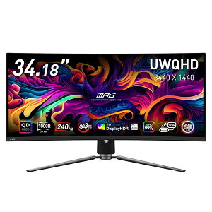 QD-OLEDpl |Iȉf̌łpȃEgChj^[ MSI MPG 341CQPX QD-OLED 34.18C` UWQHD(3440×1440) 240Hz 0.03ms(GTG) QD-OLEDpl ʎqhbg AIrW n[hEFAu[