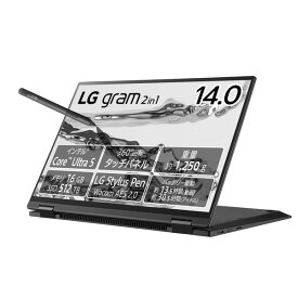 ノートパソコン LG gram 2in1 14T90S-MA55J 14インチ Core Ultra 5 125H メモリ:16GB SSD:512GB Windows11 Home タッチパネル オブシディアンブラック 英語配列キー ノートPC 4989027026599-ds