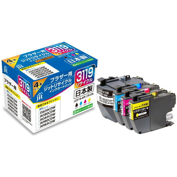 リサイクルインク JIT-B31194P [ ブラザー LC3119-4PK 互換 ] 【キャンセル不可・北海道沖縄離島配送不可】 -お取り寄せ品-