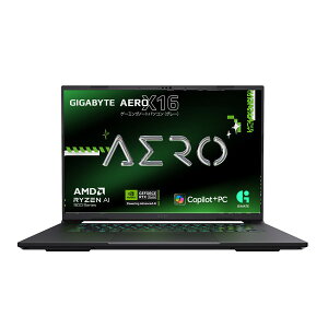 GIGABYTE ゲーミングノートパソコン AERO X16 1VH93JP893AH 16インチ AMD Ryzen AI 7 350 プロセッサー メモリ:16GB SSD:512GB NVIDIA GeForce RTX 5060 Laptop GPU windows11 Home 日本語キーボード スペースグレイ 471933176436
