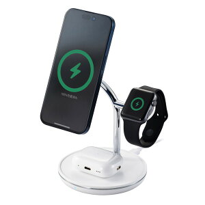 ELECOM GR W-MS08WH CX[d Qi2 Ή 15W / 7.5W / 5W }Olbg [dX^h 3in1 [d P[ut 1.5m y iPhone AirPods Apple Watch eΉ z zCg yLZsEkC