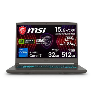 MSI ゲーミングノートパソコン THIN-15-B13UC-3474JP 15.6インチ 滑らか表示ディスプレイ(144Hz)搭載 持ち運べる フルHD 144Hz / Core i7-13620H / NVIDIA GeForce RTX 3050 Laptop GPU / 32GB / SSD 512GB / Windows 11 Home 0322-47