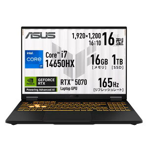 �Q�[�~���O�m�[�g�p�\�R�� ASUS TUF Gaming F16 FX608JPR-I7R507016G [�C�F�[�K�[�O���[]�i16�^ / Windows 11 Home / Core i7-14650HX / ������16GB / SSD1TB / NVIDIA RTX 5070 / Office���� / �����ԃo�b�e���[12.3���ԁj 0199291476