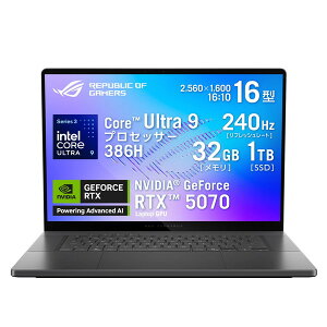 ASUS �Q�[�~���O�m�[�g�p�\�R�� ROG Zephyrus G16 GU606AP GU606AP-U9R5070G 16�C���` 2,560×1,600 240Hz �L�@EL �O���A Core Ultra 9 386H RTX5070 ������ : 32GB SSD : 1TB Windows 11 Home 64�r�b�g �m�[�gPC �G�N���v�X�O���[ 0199