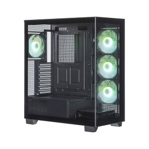 ���l�u�� PC�P�[�X KRC-AT01B �u���b�N KRC-AT01�V���[�Y ATX�}�U�[�{�[�h�Ή� �K���X�p�l��(�t�����g�E���T�C�h)�̗p ARGB�t�@������ �s���[���XPC�P�[�X�y�L�����Z���s�E�k�C�����ꗣ���z���s