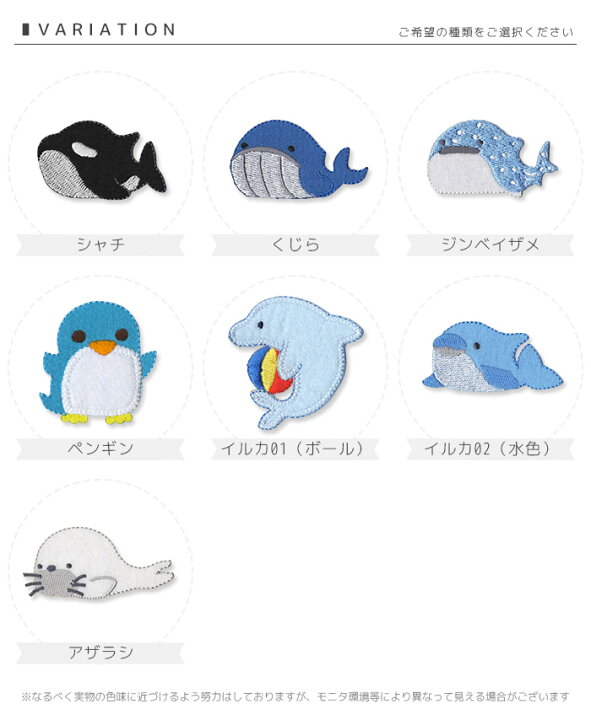 楽天市場 刺繍ワッペン 大きいサイズ 海の生き物 シャチ くじら クジラ ジンベイザメ イルカ アザラシ ラッコ ペンギン 海獣 アニマル 動物 入園 入学 アップリケ アイロン接着 おともだちの広場