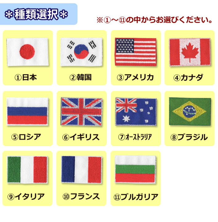楽天市場 国旗ワッペン 大 日本 韓国 アメリカ カナダ ロシア イギリス オーストラリア ブラジル イタリア フランス ブルガリア 刺繍 アイロン接着 おともだちの広場