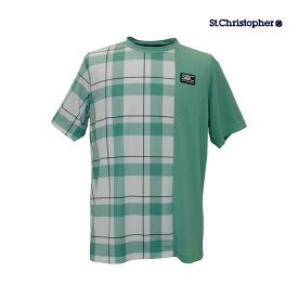 St.Christopher　メンズ　チェックゲームシャツ　STC-BEM1421　2025SS　アクアグリーン(AG)　セントクリストファー　MEN　テニスウェア　バドミントン　ソフトテニス【ポスト投函対応】