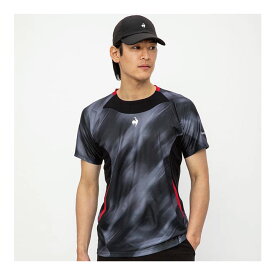 le coq sportif tシャツ ゲームシャツ メンズ テニスウェア 半袖 暑さ対策 JTA公認 QTMWJA31-BK　2023FW ブラック　ルコックスポルティフ MEN　テニス