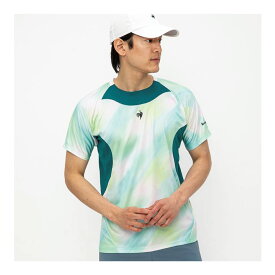 le coq sportif tシャツ ゲームシャツ メンズ テニスウェア 半袖 暑さ対策 JTA公認 QTMWJA31-GR　2023FW グレー　ルコックスポルティフ MEN　テニス