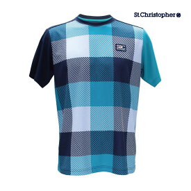 【SALE】St.Christopher パネルチェックゲームシャツ STC-BCM5411-TQ　2023FW　ターコイズ　 セントクリストファー　メンズ　テニス