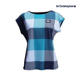 【SALE】St.Christopher パネルチェックゲームシャツ STC-BCW6411-TQ　2023FW　ターコイズ　 セントクリストファー　レディース　テニス