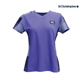 【SALE】St.Christopher　パネルチェックVネックゲームシャツ STC-BCW6413-IR　2023FW　アイリス　 セントクリストファー　レディース　テニス