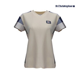 【SALE】St.Christopher　パネルチェックVネックゲームシャツ STC-BCW6413-VN　2023FW　バニラ　 セントクリストファー　レディース　テニス