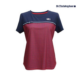【SALE】St.Christopher　ピエドプルリボンゲームシャツ STC-BCW6423-NVRD　2023FW　ネイビー/レッド　 セントクリストファー　レディース　テニス