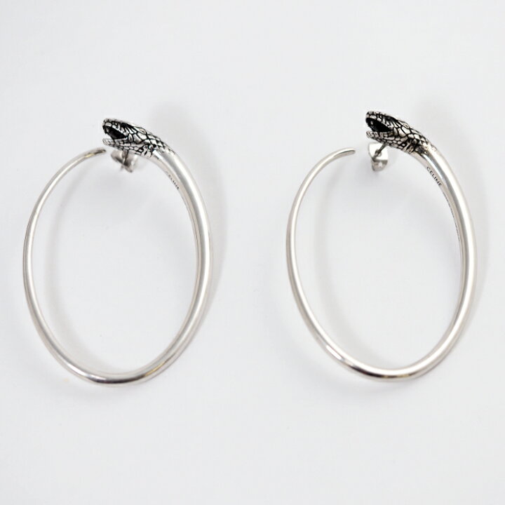 楽天市場】CELINE セリーヌ スネークモチーフ フープ ピアス シルバー  
