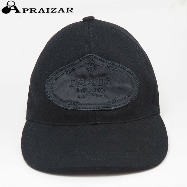 楽天市場】PRADA プラダ ウール90% ナイロン10％ ブラック キャップ  