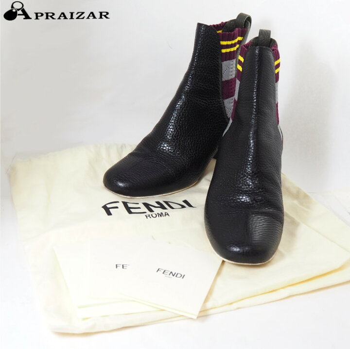 楽天市場】FENDI フェンディ レザー サイドゴア ショート ブーツ 36 