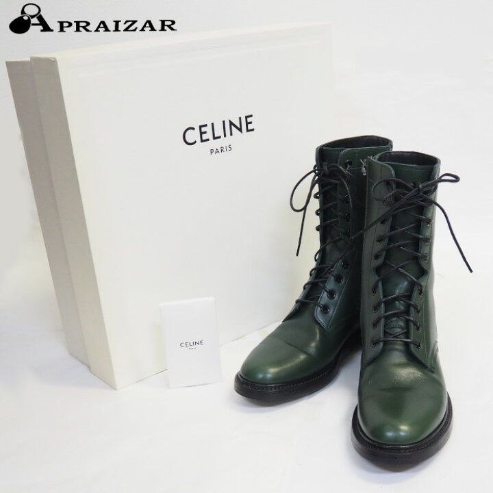 楽天市場】CELINE セリーヌ レザー コンバット 編み上げ レースアップ 