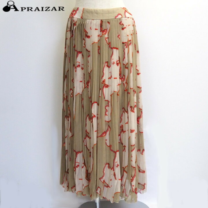 CHANELシャネルシルクプリーツスカートベージュ 