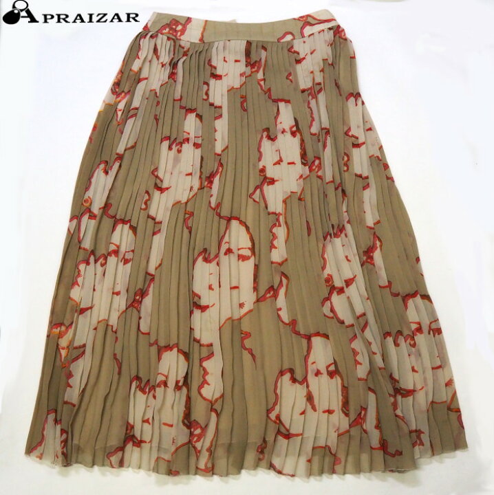 CHANELシャネルシルクプリーツスカートベージュ