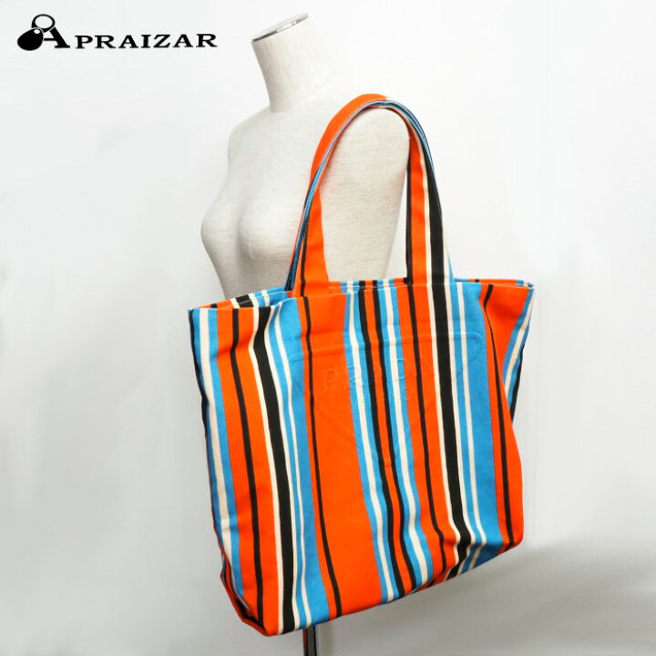 楽天市場】PRADA プラダ キャンバス ビッグ トートバッグ オレンジ系  