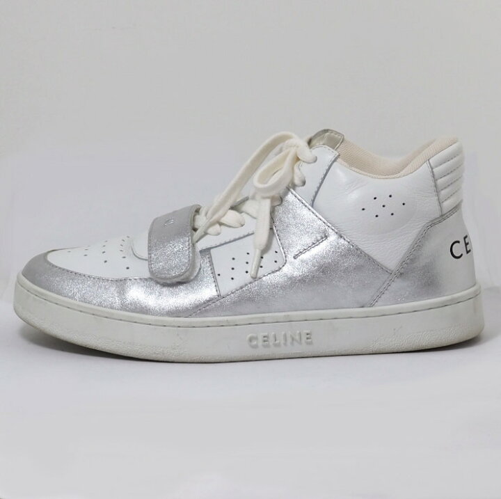 楽天市場】CELINE セリーヌ レザー スニーカー ホワイト/シルバー 37 