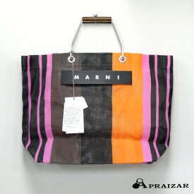 MARNI マルニ MARKET マーケット ストライプバッグ マルチ ピンク 収納袋付 [中古]
