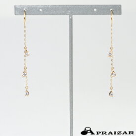 レターパックライト発送 STAR JEWELRY スタージュエリー K10YG キュービックジルコニア ティア フック ピアス 正規保証書付　[中古]