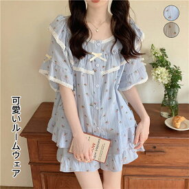 ルームウェア レディース パジャマ 綿 可愛い 夏 綿 軽量ルームウェア レディース パジャマ 可愛い 夏 ナイトウェア 上下セット 半袖&短パン 柔らかい 肌に優しい 旅行 部屋着 通気性 薄手 なめらかな肌触り カジュアル 着痩せ ●M/L/2L/3L● 2タイプ