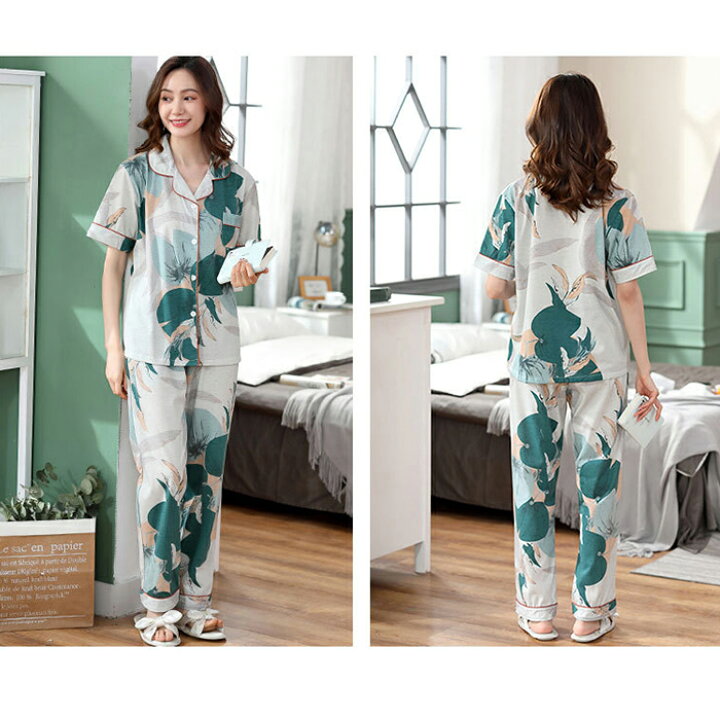 楽天市場 ルームウェア レディース パジャマ 前開き 上下セット 部屋着 コットン 半袖 大きいサイズ ナイトウェア 女性 寝間着 シャツパジャマ 可愛い プレゼント おしゃれ 春夏 M L 2l 3l 4l 送料無料 アプリコット クラブ 楽天市場店