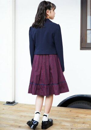 楽天市場 卒業式 スーツ 女の子 ボリュームストライプワンピースアンサンブル 140 150 160 165cm 6001 2566 Chopin ショパン 子供服 キッズ フォーマル 小学生 結婚式 発表会 紺 赤 ネイビー レッド キッズフォーマル Aprire