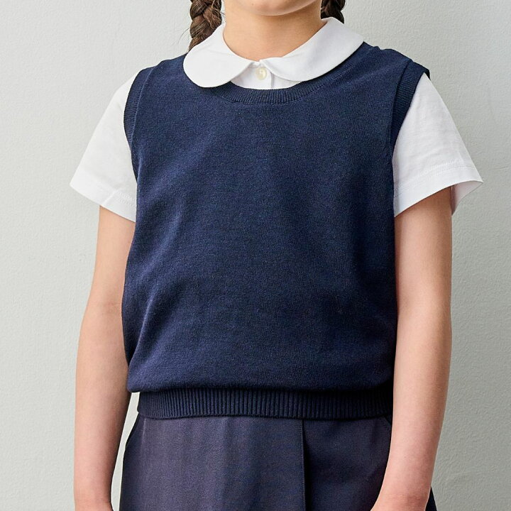 楽天市場】小学校 受験 女の子 服 お受験 ベスト 小学校 子供 丸首ニッ 