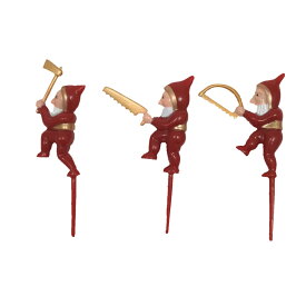 【森の小人ケーキピック3人セット】クリスマスケーキにぴったり！ケーキピック(赤)11組以上で送料無料