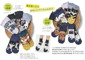 ワンちゃんソックス色おまかせ4足組