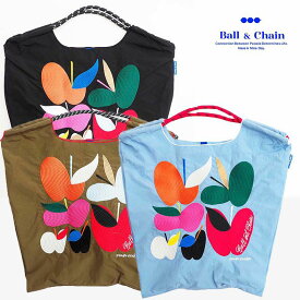 Ball＆Chain ボール＆チェーン 323001 S.APPLE ＜Mサイズ＞ アップル りんご 北欧 Shogo Sekine セキネショウゴ トートバッグ エコバッグ ショッピングバッグ ハンドバッグ 刺繍 ギフト ボールチェーン BLUE LABEL ボールアンドチェーン