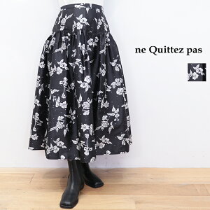 ne Quittez pas kLep 010352FG1 t[vgtAXJ[g Poly Dupion Flower Print Skirt ԕ  OXJ[g | 25AW H~ {gX