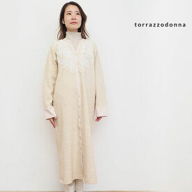 TORRAZZO DONNA トラッツォドンナ 6237-391 チュール刺繍ニットワンピース ロングカーディガン ガウン シャツワンピース | 23AW 秋冬