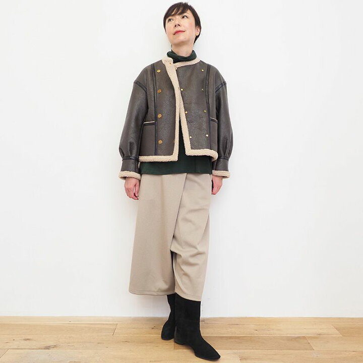 ムートンコート ベージュ ダブルブレスト ねだん 半袖