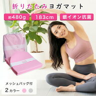 ヨガマット 折りたたみ 軽量 480g TPE 183cm 薄型 3mm 抗菌 銀イオン メッシュバッグ ケース付き 持ち運…