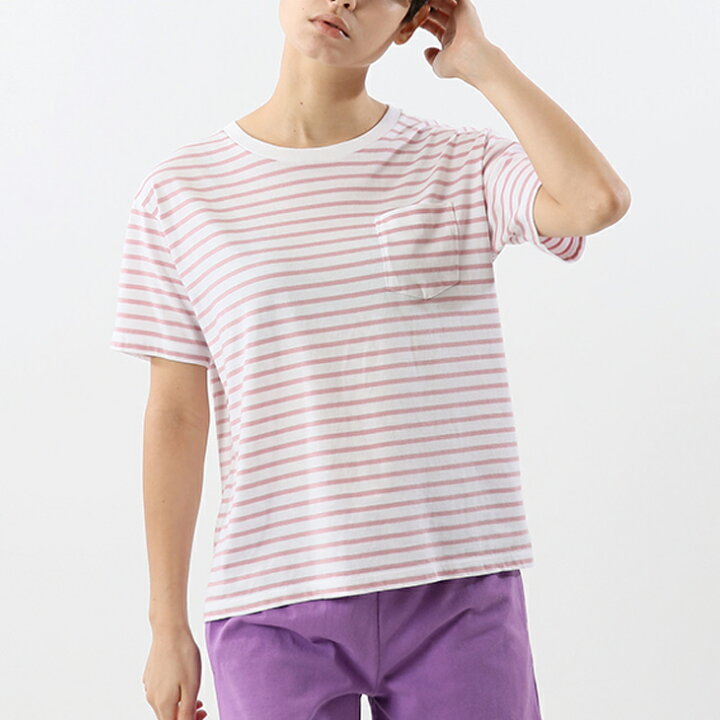 楽天市場 半袖 Tシャツ 胸ポケット レディース チャンピオン Champion S S ボーダーtシャツ スポーティ カジュアル ウェア ポケt ボーダー柄 女性 シンプル トップス Cw T327 Apworld