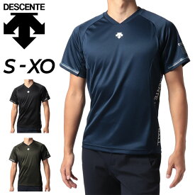 Tシャツ 半袖 メンズ デサント DESCENTE/スポーツウェア Vネック バレーボール 吸汗速乾 男性 練習着 トレーニング トップス/DVUUJA50