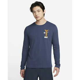 長袖 Tシャツ メンズ ナイキ NIKE Dri-FIT ワイルド カード/トレーニング スポーツウェア フィットネス ジム ネイビー バックプリント 男性 ロンT トップス/DX0982-410