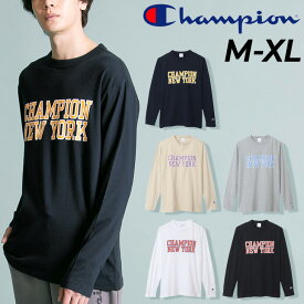 チャンピオン 長袖 Tシャツ メンズ Champion プリントT カレッジ風 クルーネック カジュアル ウェア 男性 ロンT トップス アメカジ コットンUSA/C3-X410