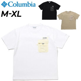 送料無料 半袖 Tシャツ メンズ コロンビア Columbia ディスペアーベイS/Sクルー/胸ポケット アウトドアカジュアル ウェア ポケT 吸湿速乾 UVカット 男性 トップス おしゃれ/PM0987