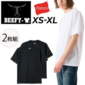 Tシャツ 半袖 2枚組 ヘインズ Hanes BEEFY-T ビーフィー Tシャツ/パックT シンプル 無地 ホワイト ブラック トップス インナーシャツ/H5180-2【取寄】【返品不可】