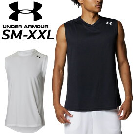 アンダーアーマー ノースリーブシャツ メンズ UNDER ARMOUR スリーブレス Tシャツ バスケットボール トレーニング スポーツウェア ウエア 男性用 バスケシャツ タンクトップ 吸汗速乾 消臭 黒 白 袖なし ブランド アパレル/1375345