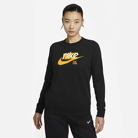 送料無料 ナイキ スウェットシャツ 長袖 トレーナー レディース NIKE NSW CLUB FLC GXクルー スポーツウェア 女性用 トップス カジュアル スエット プルオーバー 黒 ブラック レディースウェア ウエア 服 nike ブランド アパレル/FN3629-010