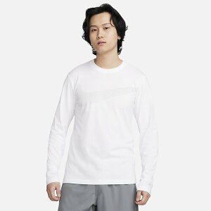 送料無料 ナイキ 長袖 Tシャツ メンズ NIKE DF フラッシュ L/S Tee トレーニング スポーツウェア ビッグロゴ 吸汗速乾 ドライ ランニング ジム 男性用 長そで 服 ホワイト 白 メンズウェア ウエア