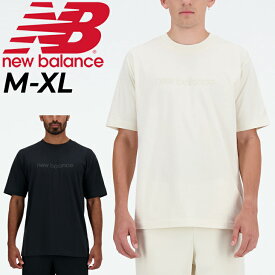 ニューバランス 半袖 Tシャツ メンズ New Balance Shifted コットンT 綿 クルーネック スポーツ トレーニング カジュアルウェア スポーティ プリントT 男性用 半袖シャツ 服 メンズウェア 黒 生成り オフホワイト ブランド アパレル/MT41559